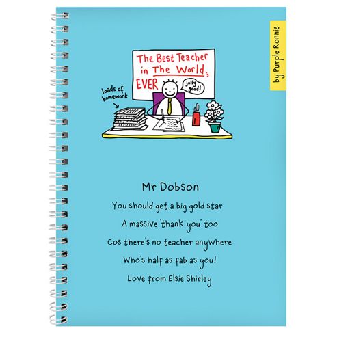 Image of Personalised Purple Ronnie Male Teacher Notebook