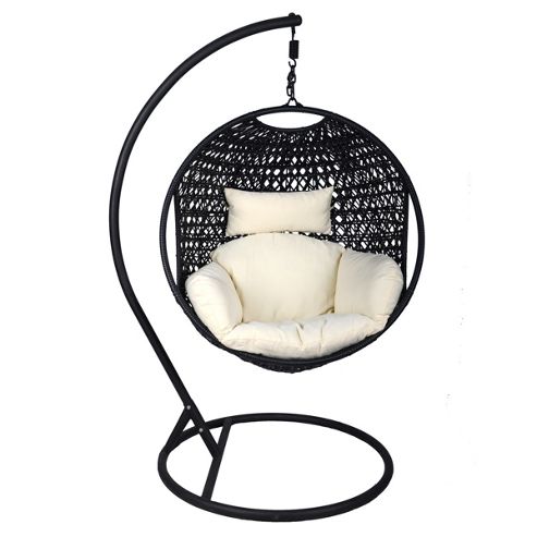 Image of Bentley Garden Black Rattan Pod Hanging Chair