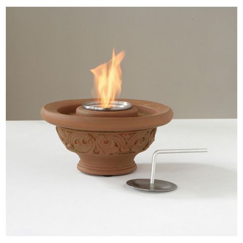 Image of Ethanol Fire Bowl Table Top Heater, Terracotta 15x32cm