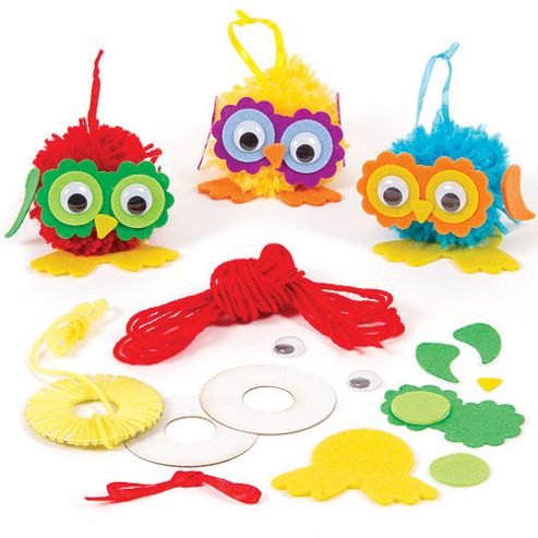 Image of Owl Hanging Pom Pom Craft Kits (pack Of 3)