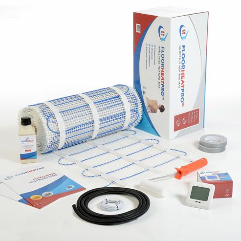 Image of 9.0m-- - Floorheatpro--- Electric Underfloor Heating Kit - 150w/m-- - 1350 Watts Including Touchscreen Thermostat - For Use Under Tile Floors