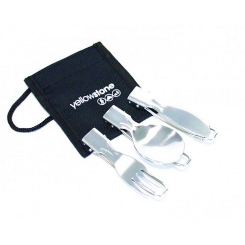 Image of Yellowstone 3 Piece Folding Stainless Steel Cutlery Set
