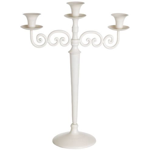 Image of Swirl - 3 Light Metal Candlestick / Candelabra - Cream
