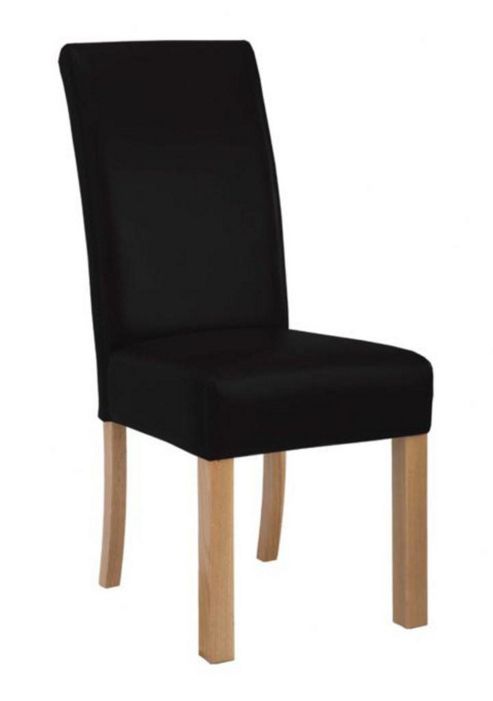 Image of Oakinsen Concord Leather Dining Chair In Black (set Of 2)