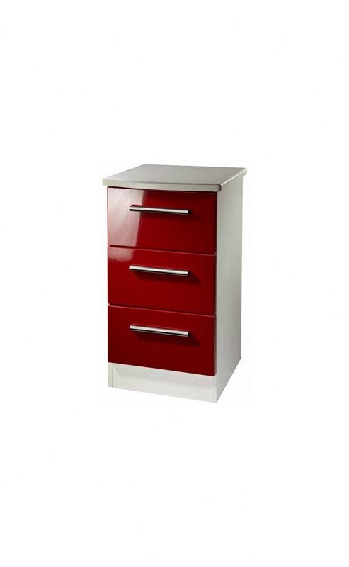 Image of Welcome Furniture Knightsbridge 3 Drawer Bedside Table - White - Ruby