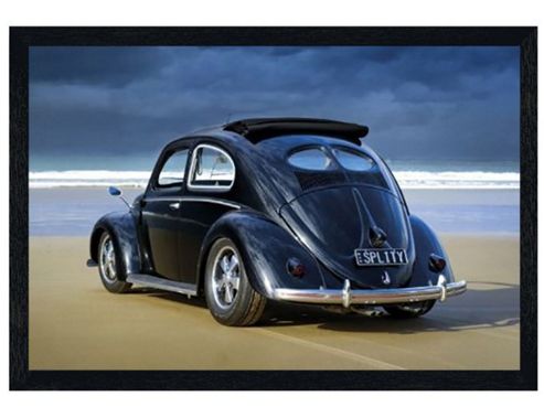 Image of Vw Californian Black Wooden Framed Splitty Poster
