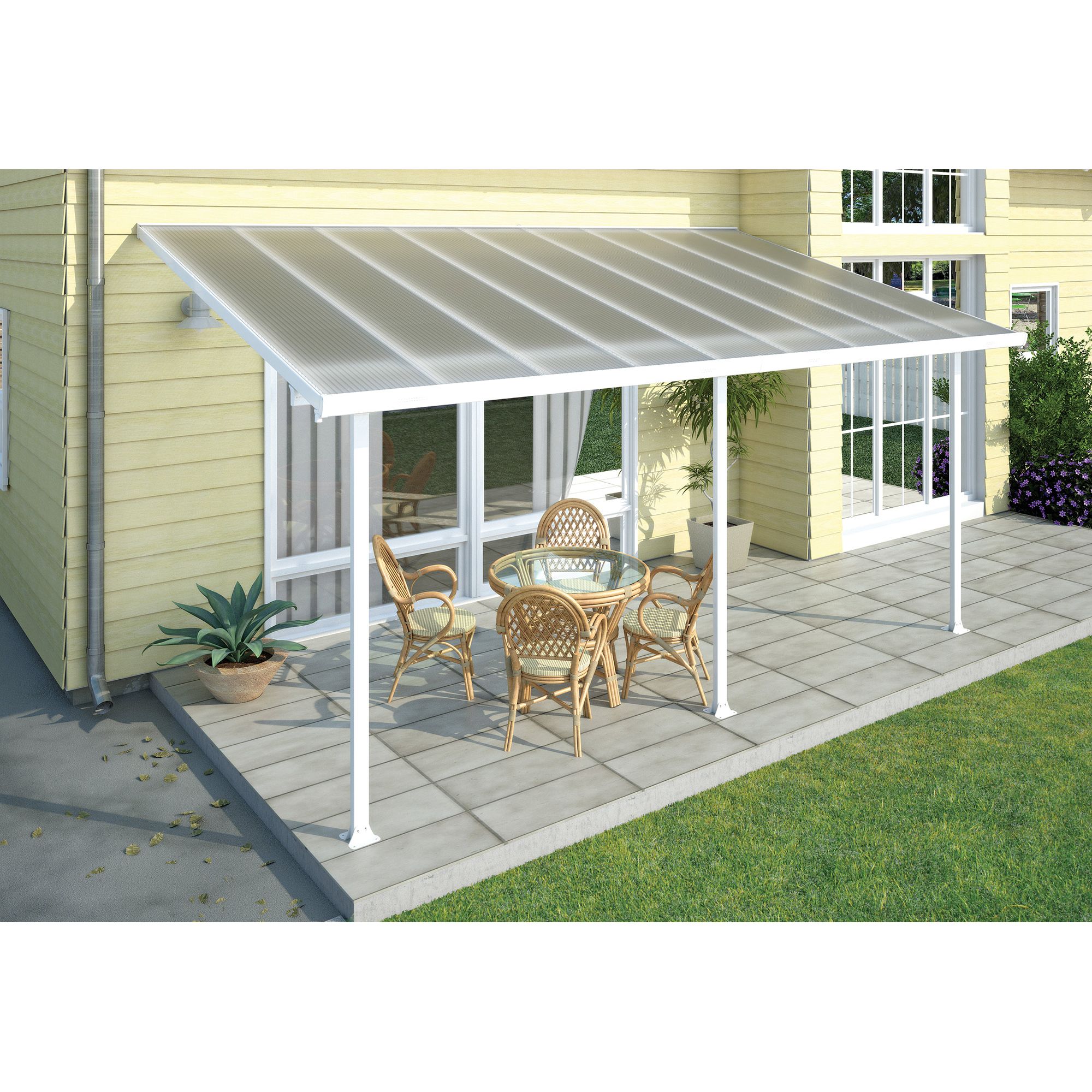 FERIA LEAN TO CARPORT AND PATIO COVER 3X10.35 WHITE at Tesco Direct