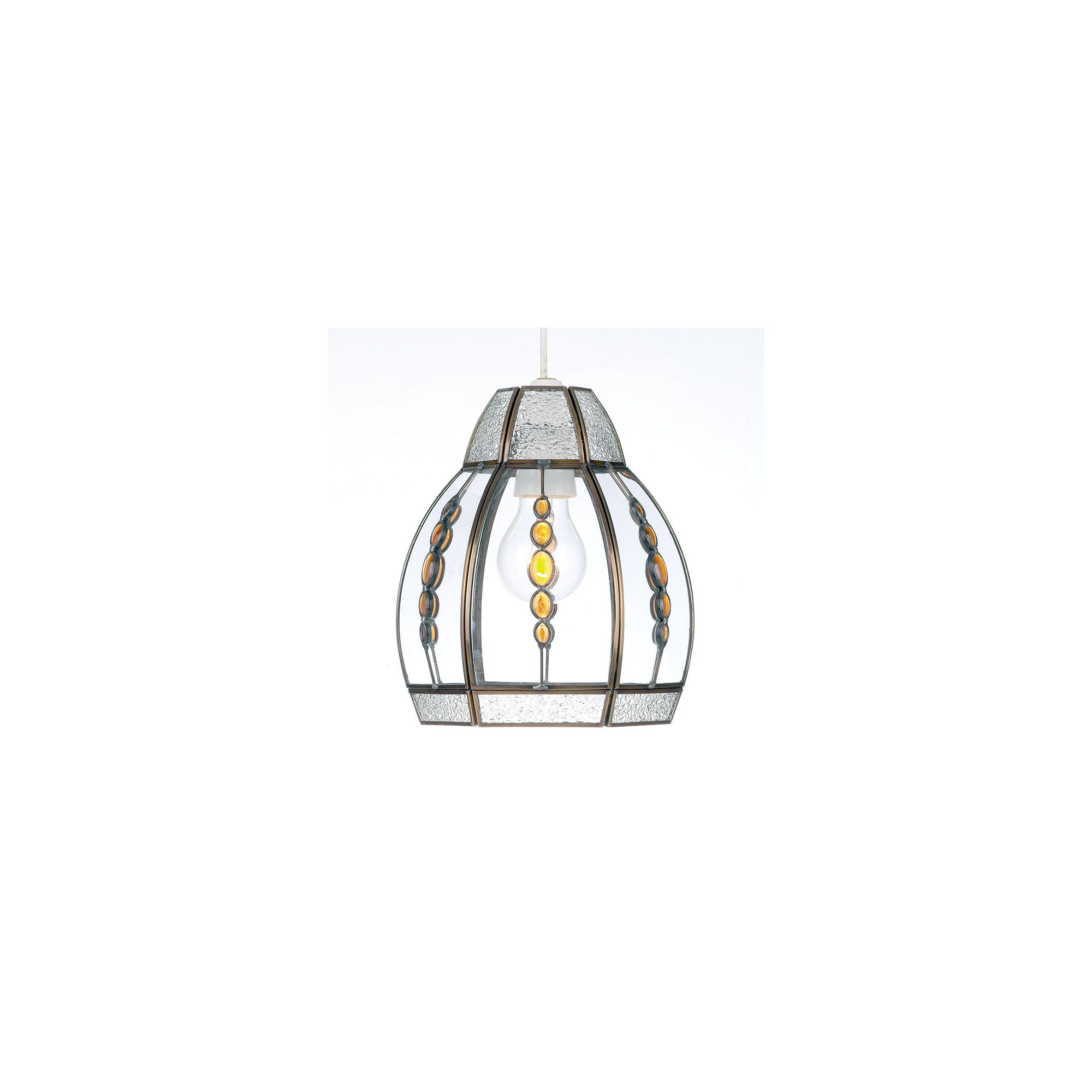 Endon Lighting Pendant in Antique Plated with Amber Beads