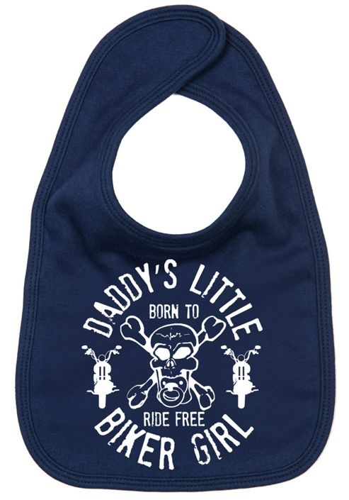 Image of Dirty Fingers Daddy's Little Biker Girl Baby Bib Navy