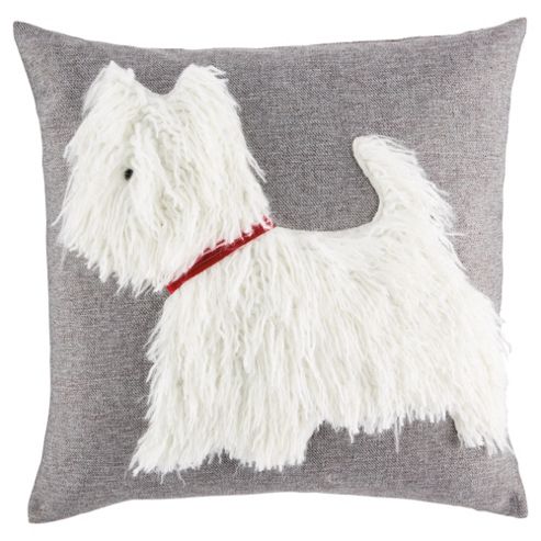 Image of Tesco Fluffy Dog Cushion, Grey