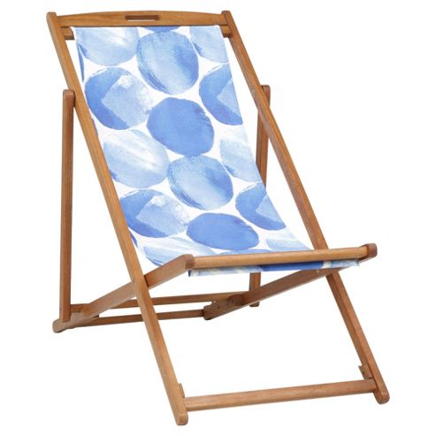 Image of Wooden Deckchair, Blue Spots