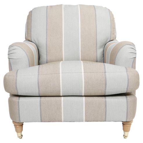 Image of Florence Armchair Linen Effect Stripe, Duckegg