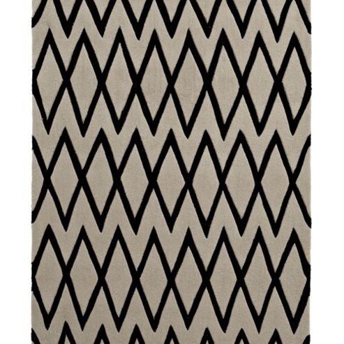Image of Think Rugs Hong Kong Beige/black Tufted Rug - 120 Cm X 170 Cm (3 Ft 9 In X 5 Ft 7 In)