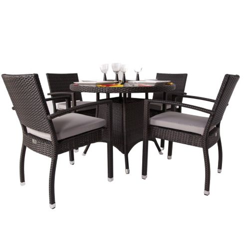 Buy Diego 4 Seater Round Rattan & Plaswood Set With Arm Chairs 