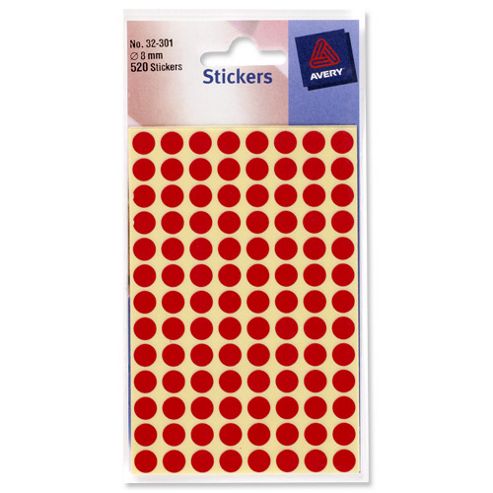 Image of Avery Packets Of Labels Diam.8mm Red Ref 32-301 [10x520 Labels]