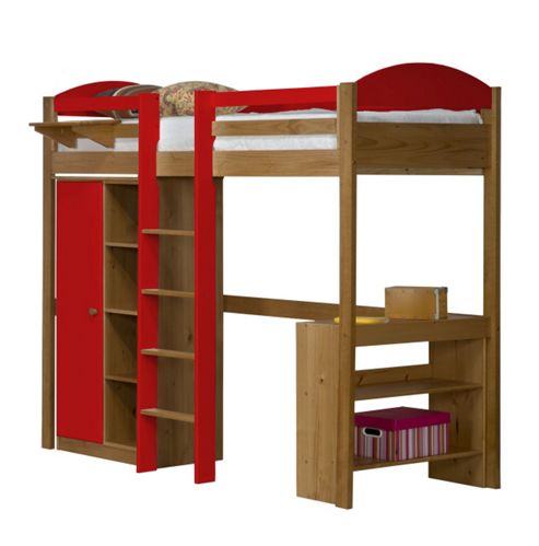 Image of Maximus High Sleeper Set 1 Central Ladder Antique With Red Details