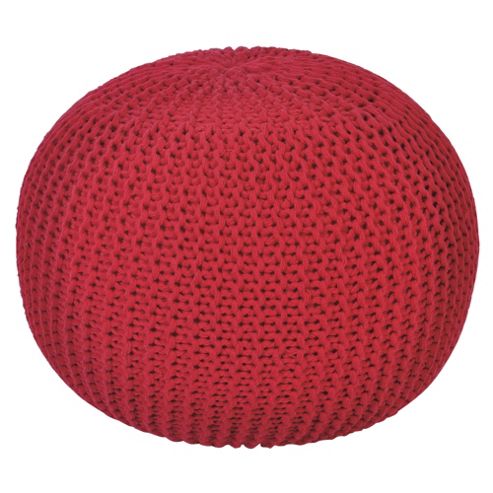 Image of Kaikoo Lightweight Knitted Pouffe, Red