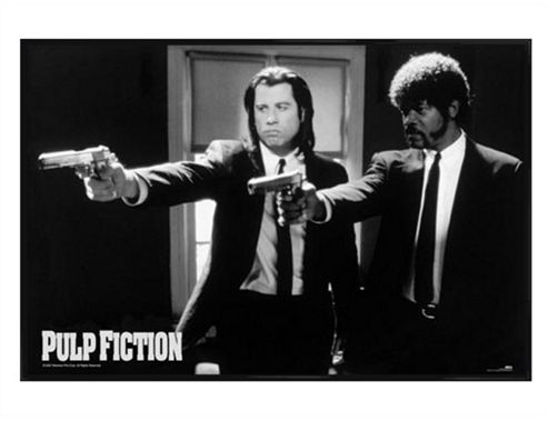 Image of Gloss Black Framed Pulp Fiction Vincent Vega And Jules Winnfield Poster