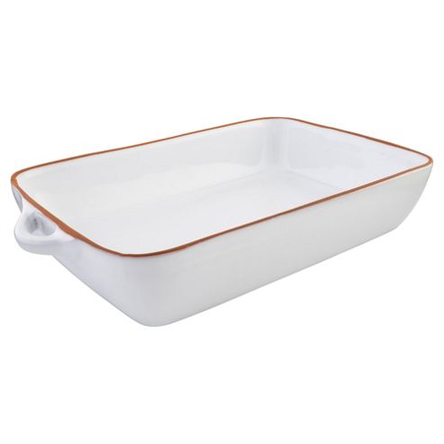 Image of Terracotta Rim Roasting Dish, Large, White