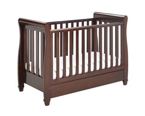 Image of Babymore Eva Sleigh Cot Bed Dropside With Drawer (brown)
