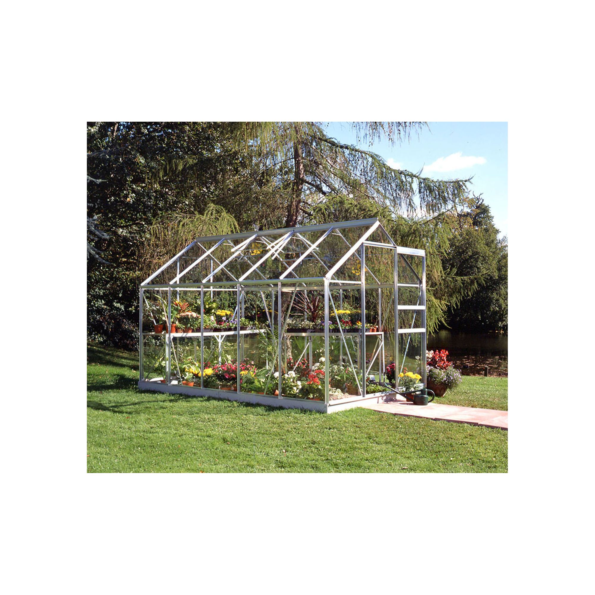 Halls 10x6 Popular Greenhouse + Base - Horticultural Glass at Tesco Direct
