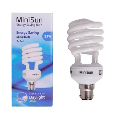 Image of Minisun 23w Bc B22 Energy Saving Daylight Spiral Bulb 6500k