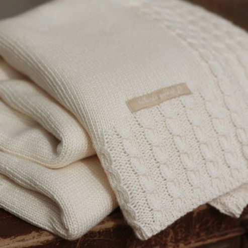 Image of Natures Purest Natures Knits - Cable Border Blanket (90x90cm)