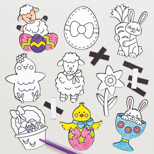Image of Easter Colour-in Magnets (pack Of 12)