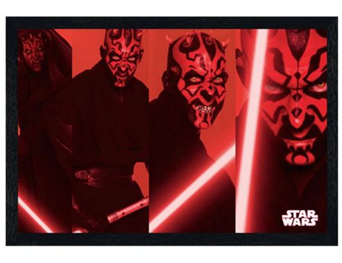 Image of Star Wars Black Wooden Framed Darth Maul Compilation Poster