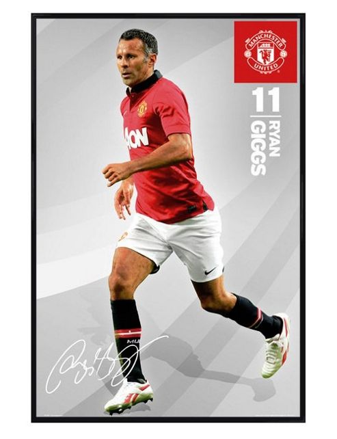 Image of Manchester United Football Club Gloss Black Framed Ryan Giggs Mufc Poster