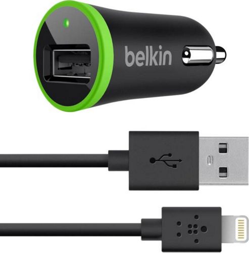 Image of Belkin Micro Car Charger 2.1 Amp With Removable Charge / Sync Lighning Cable For Apple Iphone/ Ipad
