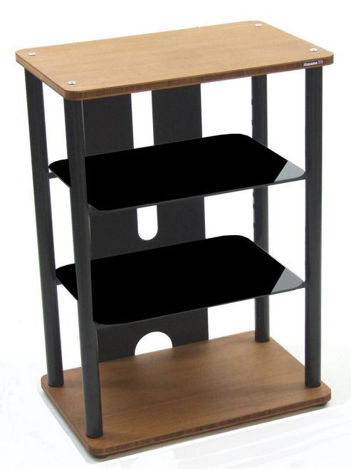 Image of Atacama Elara 3-600 Cm Satin Black And Medium Bamboo Hifi Stand