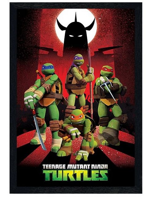 Image of Black Wooden Framed Teenage Mutant Ninja Turtles Shredder Silhouette Poster