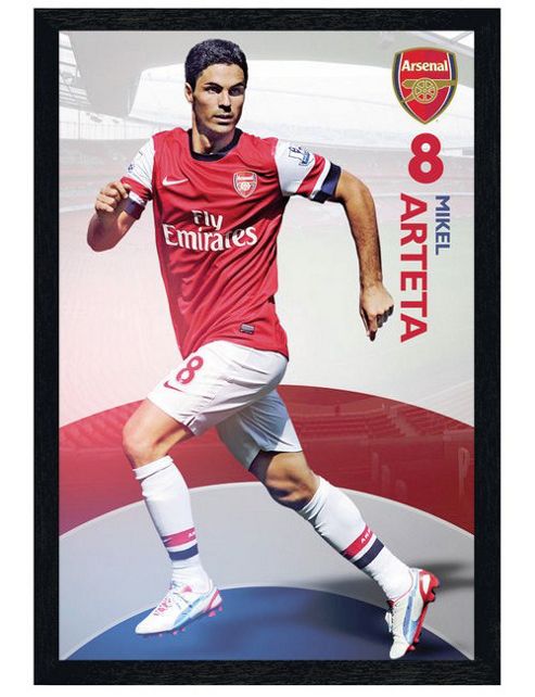 Image of Arsenal Football Club Black Wooden Framed Mikel Arteta Afc Poster