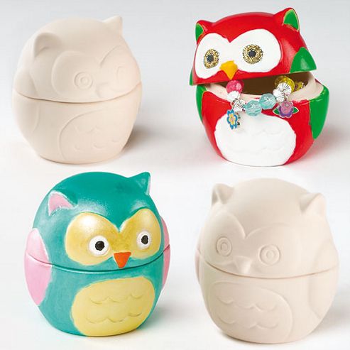 Image of Owl Ceramic Trinket Boxes (box Of 4)