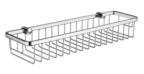 Image of Smedbo Sideline Straight 1 Level Soap Basket In Polished Chrome