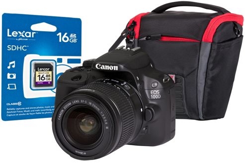 Image of Canon Eos 100d Slr Camera Kit Inc Ef-s 18-55mm Iii Dc Lens, 16gb Sd & Case