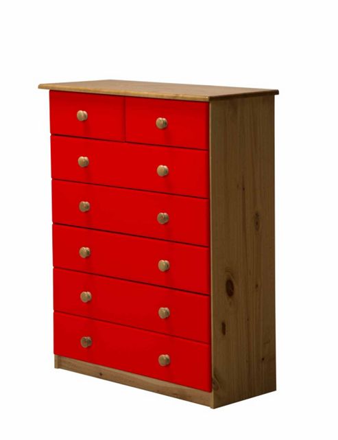 Image of 5 + 2 Chest Of Drawers In Antique And Red