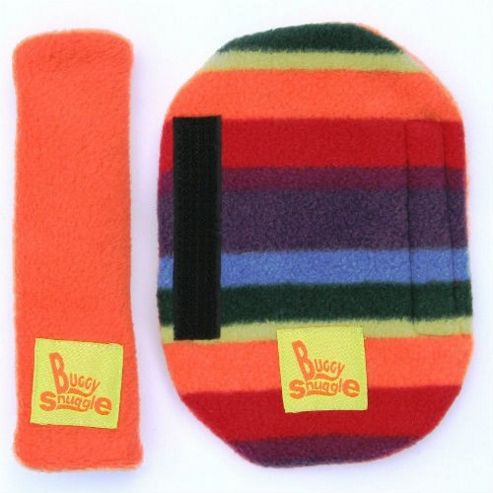 Image of Buggy Snuggle Orange Fleece Strap Covers (warm Stripe)