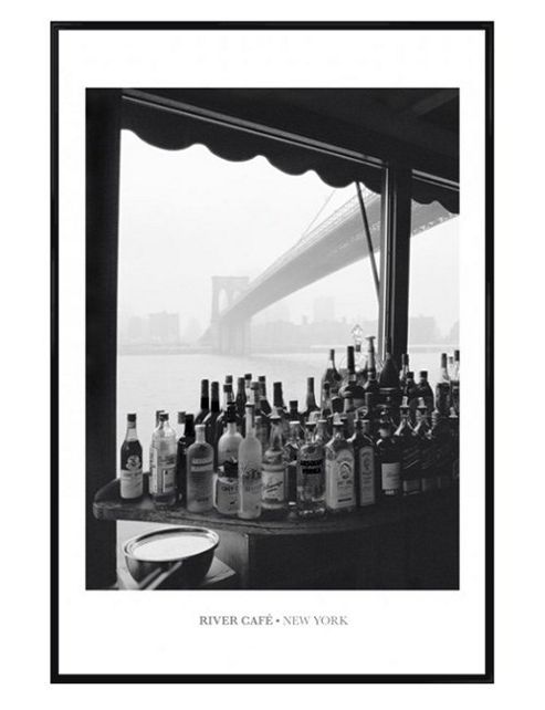Image of New York Gloss Black Framed River Cafe Poster