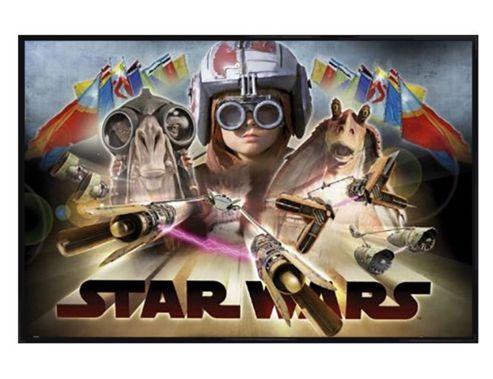 Image of Star Wars Episode One Gloss Black Framed Pod Race Poster