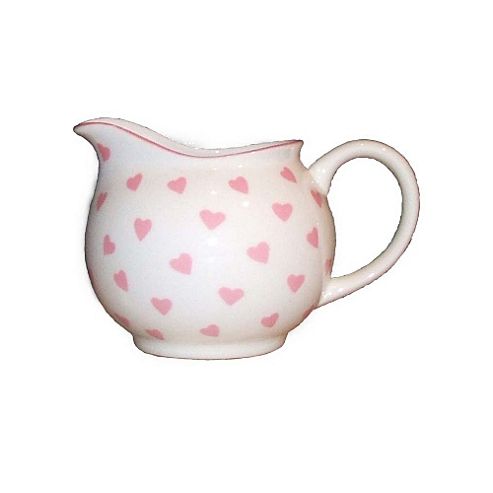 Image of Nina Campbell Bone China Cream Jug, Pink Hearts Design