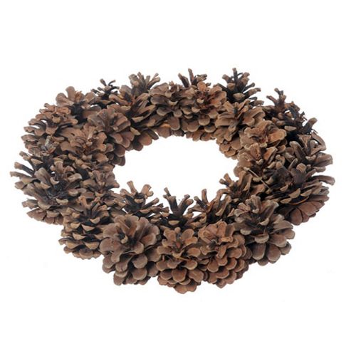 Image of Natural Brown Pine Cone Christmas Wreath