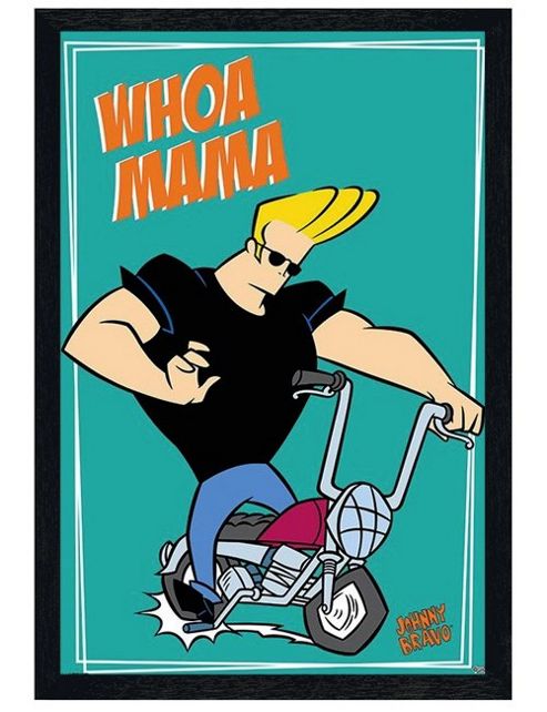 Image of Black Wooden Framed Cartoon Network Johnny Bravo Whoa Mama Poster