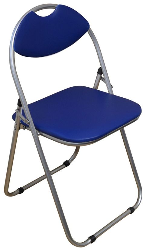 Image of Blue Padded Folding Office, Desk, Poker Chair.