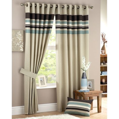 Image of Curtina Harvard Eyelet Lined Curtains 90x72 Inches (228x183cm) - Duck Egg Blue