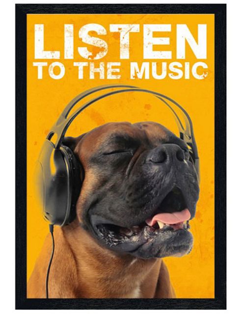 Image of Black Wooden Framed Listen To The Music Poster