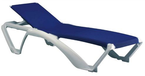 Image of Resol Marina Sun Lounger - White Frame With Blue Canvas Material