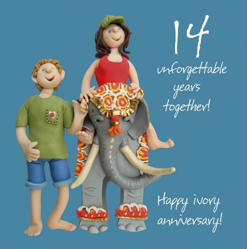 Image of Holy Mackerel 14th Anniversary Ivory Greetings Card
