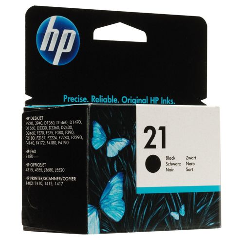 Image of Hp 21 Black Inkjet Print Cartridge (yield 190 Pages)